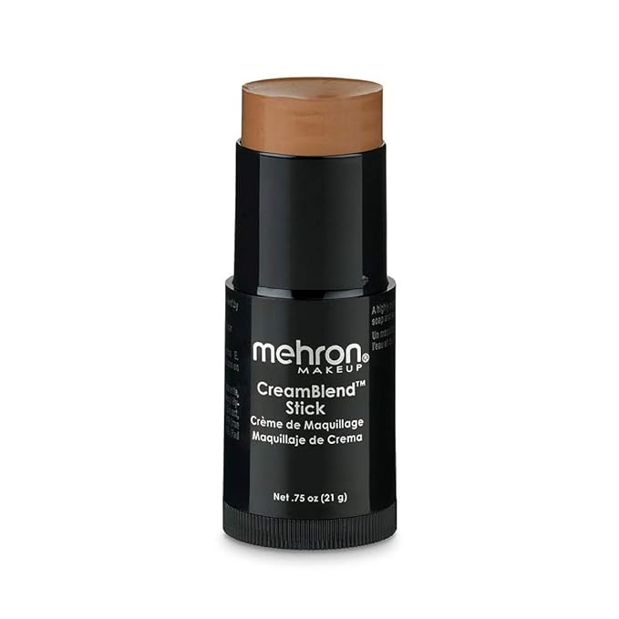 Mehron Makeup CreamBlend Stick | Face Paint, Body Paint, & Foundation Cream Makeup | Body Paint Stick Perfect for Halloween Makeup .75 oz (21 g) (Medium Dark 2)-BrightBean Baby