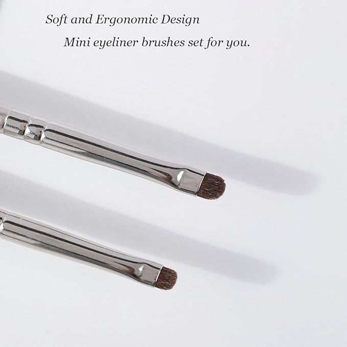 Mini Smudge Brush for Eyeliner,2 PCS Small Smudge Brush for Precision Eyeshadow and Eyeliner,Eyeliner Brush for Powder Gel Cream Liquid Concealer,Eye Makeup Brush Set-BrightBean Baby