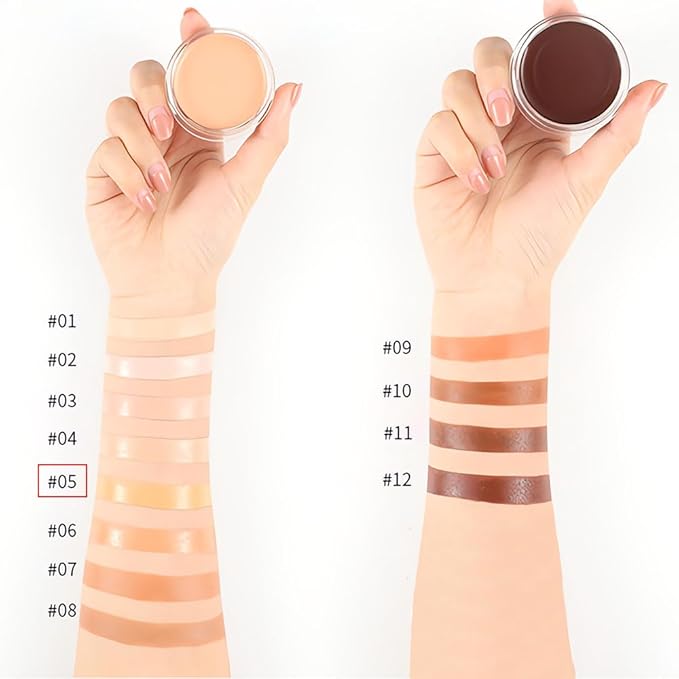 Kaely Cream Pot Concealer Full Coverage Set,Conceal Brighten Dark Circles,under Eye Brightener Color Correcting Concealer,Waterproof Foundation Palette with Brush,corrector de ojeras,Vegan Makeup,05-BrightBean Baby