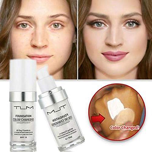 TLM Colour Changing Foundation - Flawless Coverage, Lightweight Formula, Adapts to Skin Tone, Hides Wrinkles & Lines, Hydrating & Long-Lasting, BB Cream Makeup Base Concealer Cover-BrightBean Baby