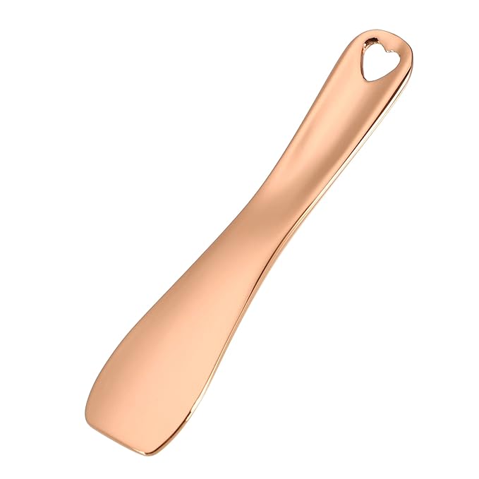 VOCOSTE 3 Pcs Makeup Spatula Mini Spoon, Eye Cream Massage Sticks Beauty Scoop, for Facial Cosmetic Face Cream, Heart Shape 2.36"x0.49", Rose Gold Tone-BrightBean Baby