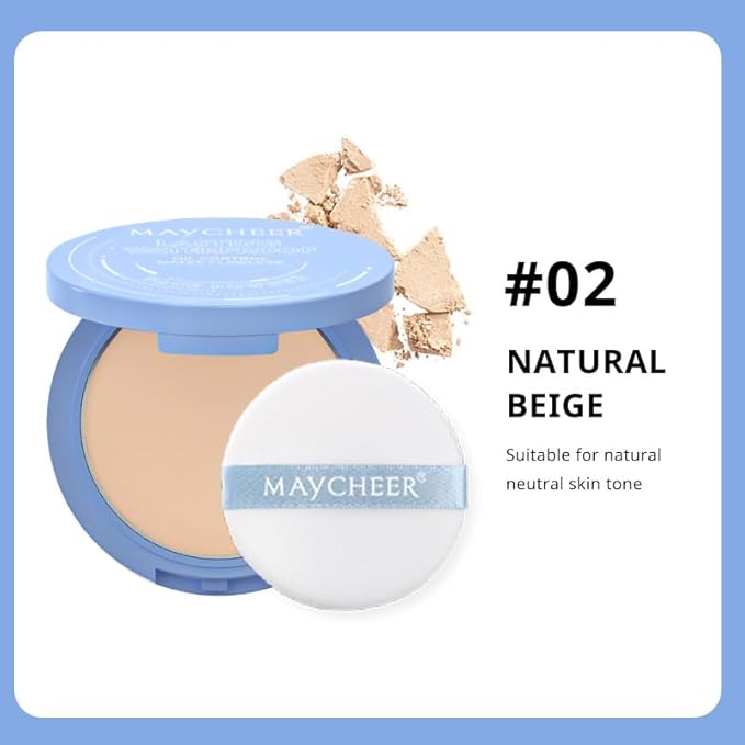 Oil Control Face Pressed Powder, Matte and Smooth Translucent Powder Setting Powder Makeup, Waterproof Long Lasting Finishing Face Powder, Cruelty-free(#02 NATURAL BEIGE)-BrightBean Baby