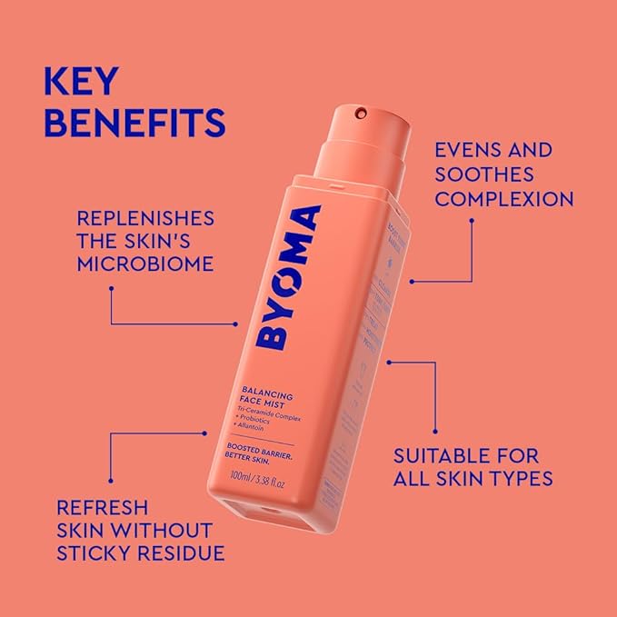 BYOMA Balancing Face Mist - pH Balanced Face Toner with Ceramides, Probiotics & Allantoin - Alcohol Free Toner Spray - Balance, Soothe & Refresh Throughout The Day - 3.38 fl. oz-BrightBean Baby