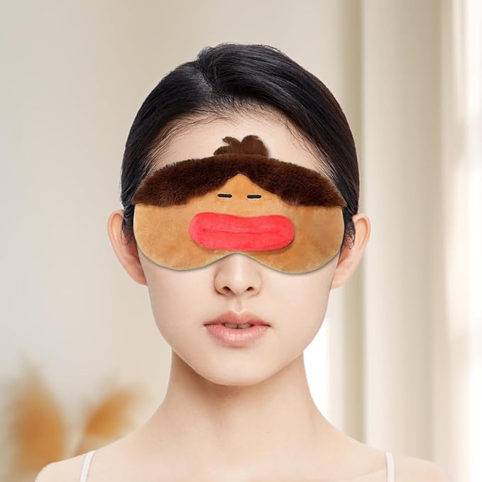 PERFECTSIGHT Sleep Eye Masks, Cute Plush Sleep Eye Cover Lightweight Adjustable Eyeshade Faux Fur Mask Cover for Women Men Sleep Travel Nap, Girl Braid-BrightBean Baby