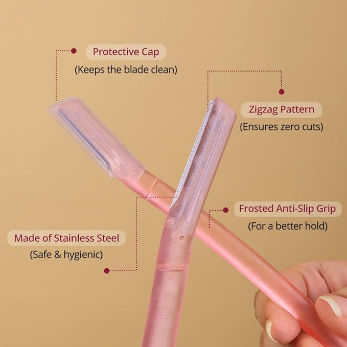 Facial Razor for Women | Painless & Precision Face Hair Removal | for Peach Fuzz, Eyebrow, Chin & Upper Lip | Gentle Exfoliation & Smoother Skin | (3 Count)