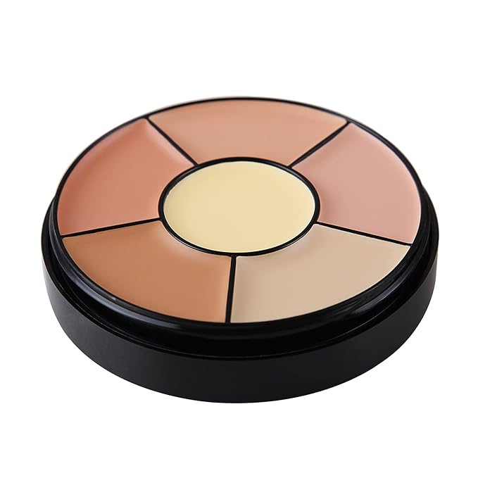 MEICOLY 6 Shades High Coverage Concealer,Tattoo Cover Palette,Cover Bruises, Tattoos, Age Spots, Vitiligo, Birthmarks,with 8 pcs White Makeup Sponges-BrightBean Baby