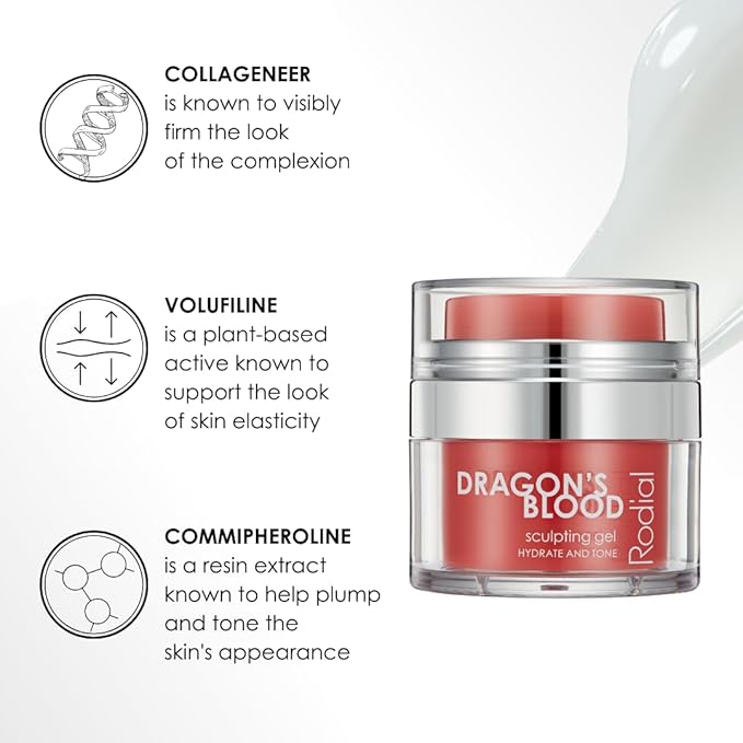 Rodial Dragon's Blood Sculpting Gel 0.3 fl oz - Rejuvenating, Ultra-Hydrating Face Cream - Refreshing Gel/Cream Formula - Triple Action Collagen Formula for a Firmer, Tighter and Smoother Skin Look-BrightBean Baby