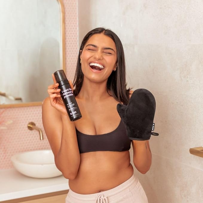 b.tan Dark Self Tanner Kit | Get The Darkest Tan Possible Bundle - Best Dark Self Tanning Mousse w Mitt Applicator, 1 Hour Sunless Tanner, Fast Bronzing Glow, No Fake Tan Smell, Vegan, 6.7 Fl Oz-BrightBean Baby