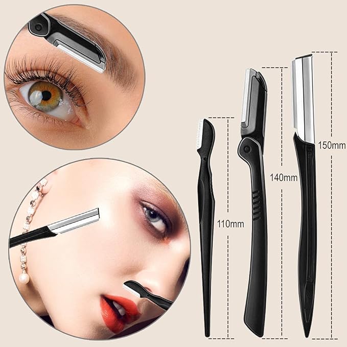 KINGMAS 9 in 1 Eyebrow Kit, Face Razors, Facial Trimmer Shaver, Eyelash Comb, Angled Brush, Grooming Scissors, Tweezers for Women
