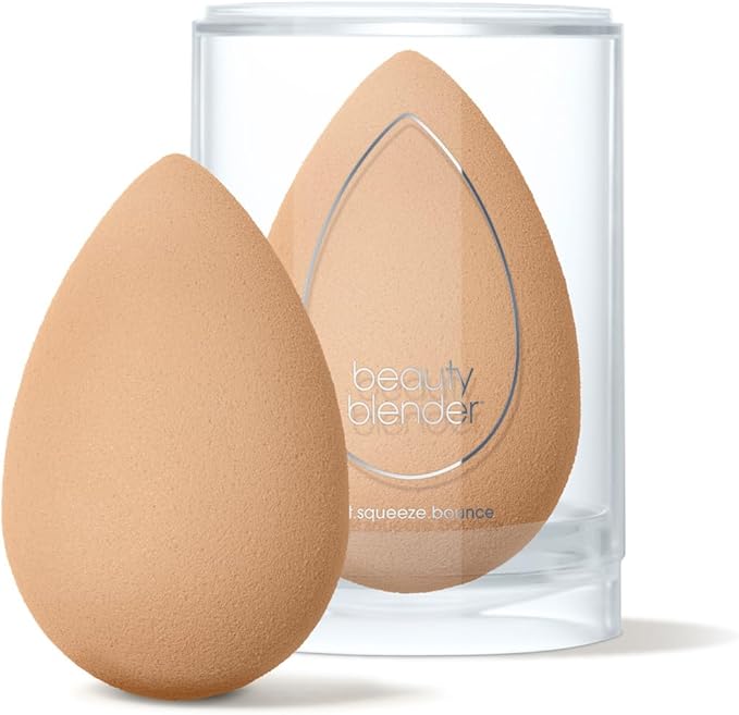 Beautyblender® | Nude Beige Beauty Blender Makeup Sponge, Super-Soft Foam Easily Blends Foundations, Powders & Creams, Made in USA, Reusable, Washable, Streak Free Application, Vegan, Cruelty Free-BrightBean Baby