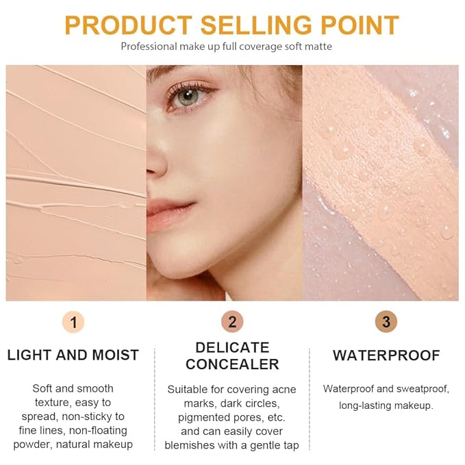 Kaely 2Pcs Pot Concealer Full Coverage Set,under Eye Brightener Concealer for Conceals Dark Circles,Waterproof Foundation Face Makeup Brush Kit,Color Correcting Concealer,01+02-BrightBean Baby