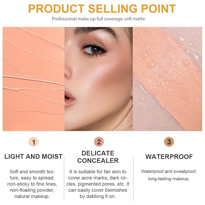 Pot Concealer with Makeup Brush Set,Tattoo Color Correcting Concealer,Full Face Color Correcting Conceal Foundation,Under Eye Concealer Brightener Dark Eye Ring corrector de ojeras (05-MEDIUM HONEY)-BrightBean Baby