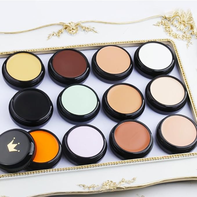 Kaely Color Correcting Concealer,Cream Pot Concealer Full Coverage,under Eye Concealer Palette for Conceals Dark Circles,Waterproof Foundation Face Makeup,01 White-BrightBean Baby