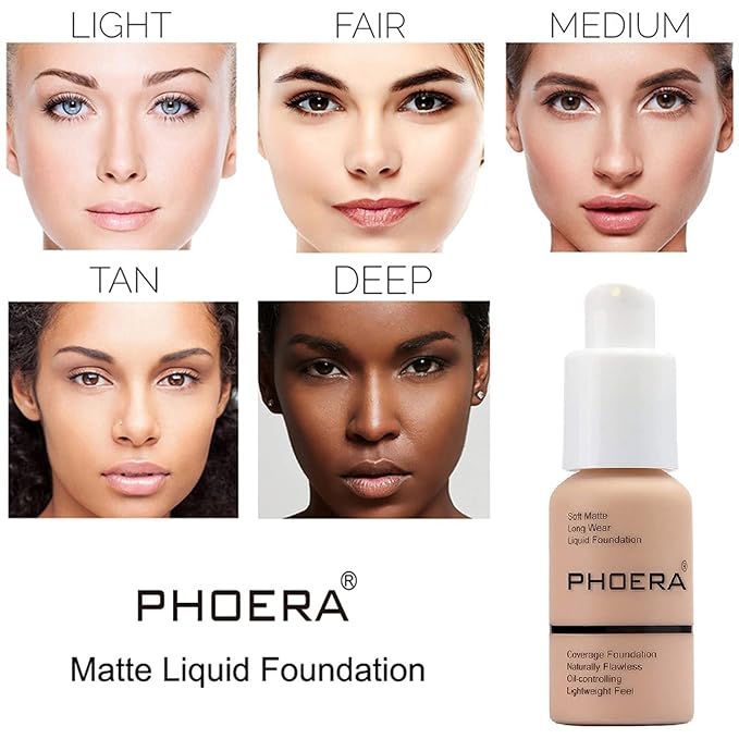 Phoera Foundation 104 and 105,Full Coverage Foundation,Hilareco Concealer Foundation Flawless 30ml Natural Matte Oil Control Concealer Facial Blemish for Women Girls (103 Warm peach+104 Buff Beige)-BrightBean Baby