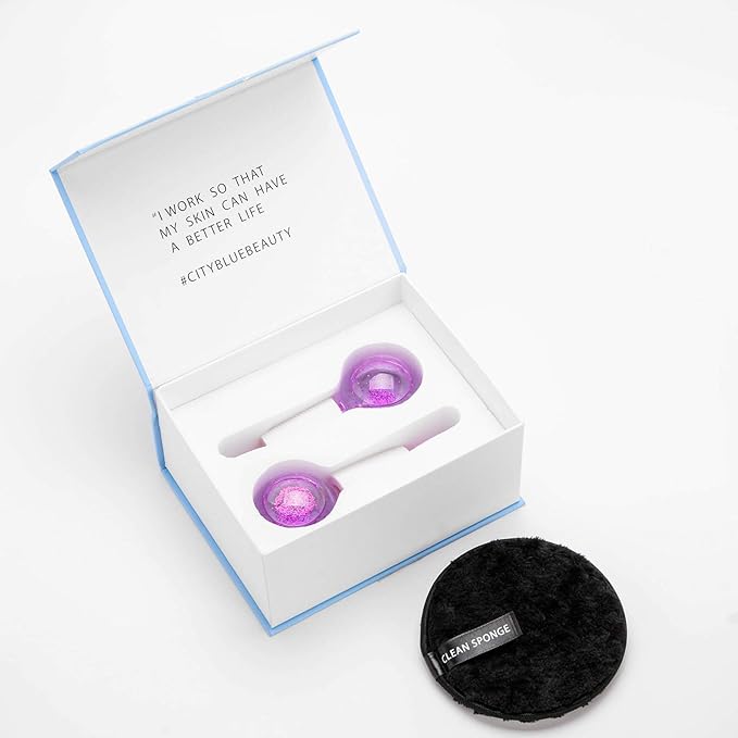 ICE Beauty Balls for Facial, 2PCS Purple Facial Roller for Cold Facial Massage Face Roller Balls with Anti-Freeze Liquid to Reduce Puffiness, Pores, Wrinkles…-BrightBean Baby