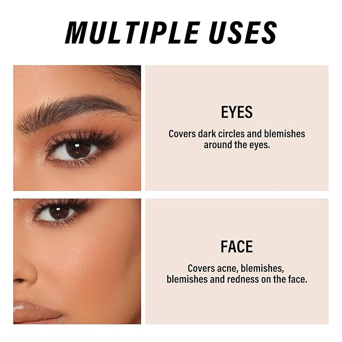 2pcs Liquid Concealer Set with Brush,Full Cover,Concealer Wand with Matte Finish,Corrects,Covers,Long Wear Up to 24hr-BrightBean Baby
