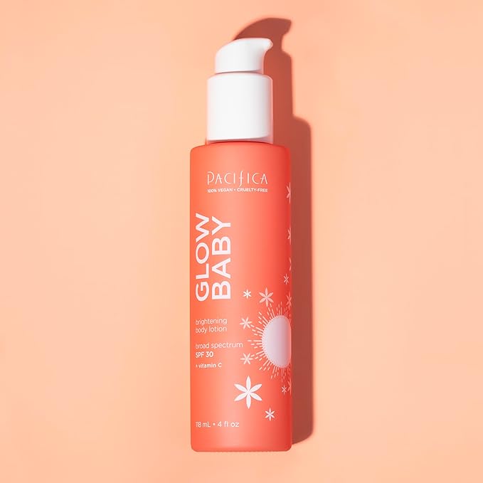 Pacifica Glow Baby Vitamin C SPF 30 Body Lotion – Brightening Daily Moisturizer + Broad Spectrum Sun Protection, Hydrating No White Cast Sunscreen for Glowing Skin, Clean Vegan & Cruelty-Free Skincare-BrightBean Baby