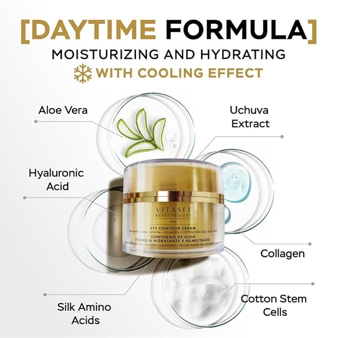 Moisturizing Eye Cream w/Aloe Vera, Collagen, Hyaluronic Acid, Cotton Stem Cells for Dark Circles, Puffiness & Bags - Under Eye Hydration Cream for Women & Men (1 Fl Oz)-BrightBean Baby