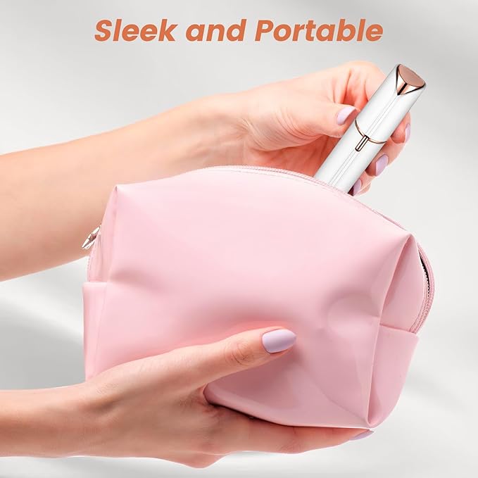 Facial Hair Removal for Women- as Seen on TV Painless Face Shaver -Painless Womens Facial Hair Remover with 2 Replacement Heads, Lipstick-Sized, USB Rechargeable(White)