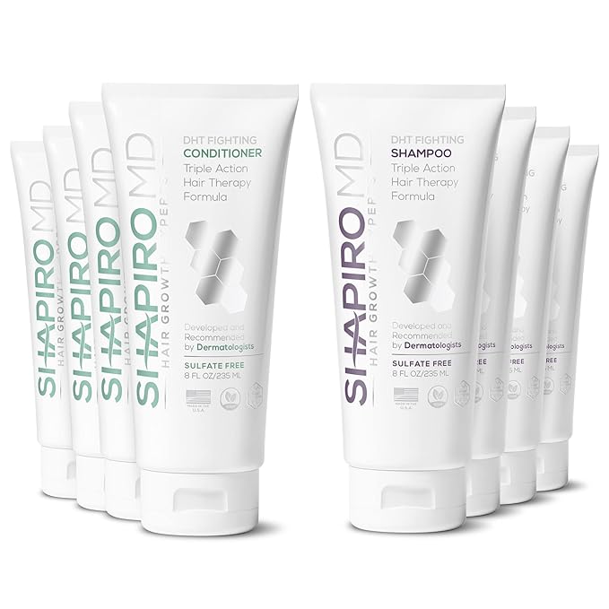 Shapiro MD Hair Growth Experts Hair Loss Shampoo and Conditioner, DHT Fighting Vegan Formula for Thinning Hair Developed by Dermatologists, Experience Healthier, Fuller Thicker Hair, 4 Month Supply-BrightBean Baby