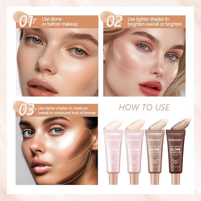 Full Match Glow Foundation, Enhance Foundation Natural Glow, Professional Coverage for a Flawless Look (Medium, Large)-BrightBean Baby