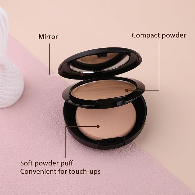 Pressed Face Powder, Flawless and Oil Control Pressed Setting Powder, Long Lasting Matte Finish 2# BEIGE 02-BrightBean Baby