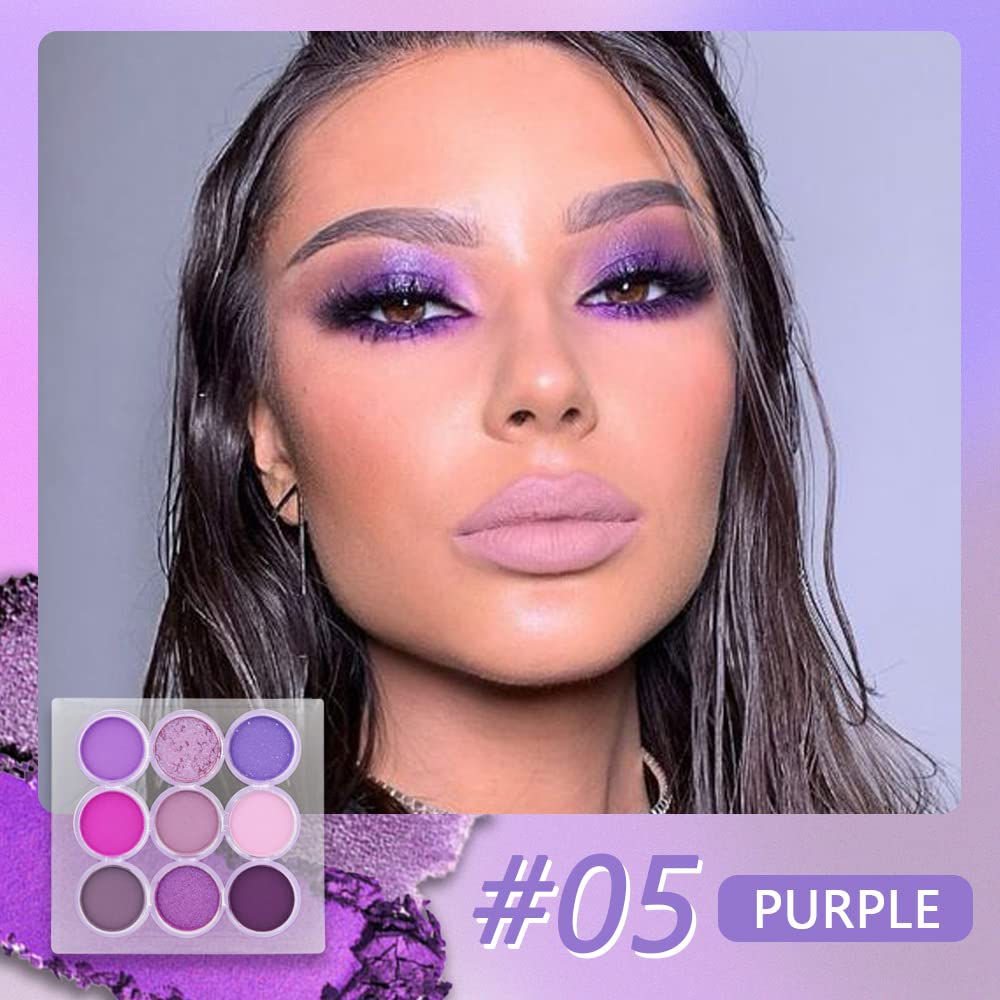 Waterproof 9-Color Shimmer & Matte Eyeshadow Palette – Long-Wearing, Highly Pigmented Glitter Powder with Matt Pink & Shiny Purple Shades.paleta de sombras-BrightBean Baby
