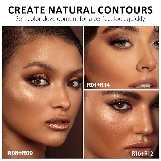 Professional Light Medium Brown Contour Highlight Palette,Multiple Full Coverage Makeup Palet for Correcting, Easy Blending, Long-lasting formula, Sculpt & Highlighting,Matte and Shimmer Finish, 16A-BrightBean Baby