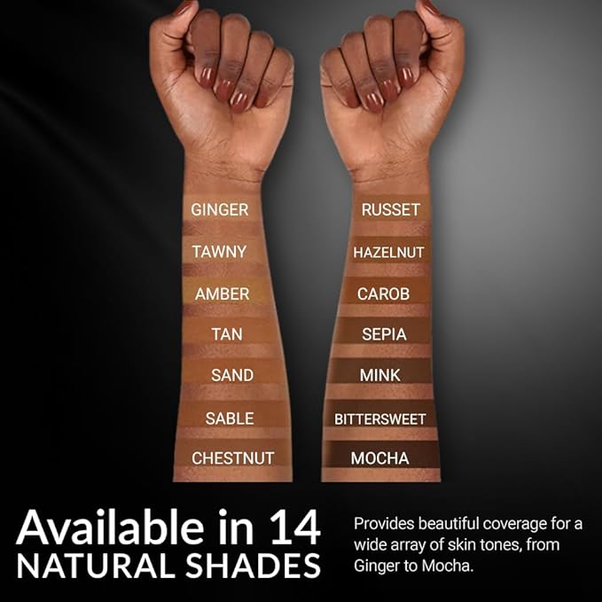 Cream To Powder Foundation by Flori Roberts, Full Coverage for Women of Color or Deeper Skin Tones, Long Lasting Makeup, Matte Finish, Covers Uneven Complexion and Hides Imperfections, 0.30 oz-BrightBean Baby