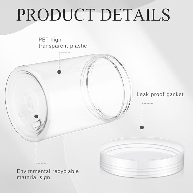 SATINIOR 24 Pieces Empty Clear Plastic Jars with Lids Round Storage Containers Wide Mouth for Beauty Product Cosmetic Cream Lotion Liquid Butter Craft and Food(Clear Lid,10 oz)-BrightBean Baby