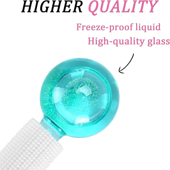 Ice Globes for Facials- Freezer Free Face Rollers with Essence for Daily Beauty Routines, Skin Massagers Globes Durable Quartz Glass for Reduce Puffiness Skin Cooling (Update Green)-BrightBean Baby