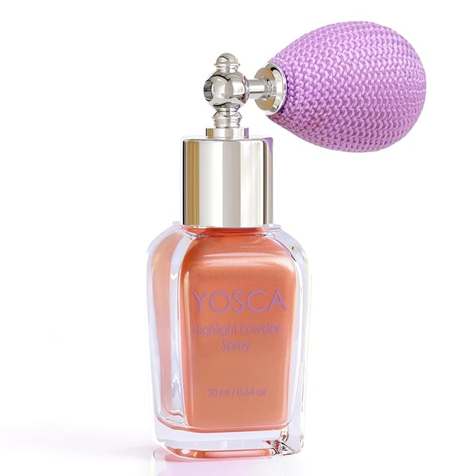 Yosca Highlighter Powder Spray, 20ML Cosmetic Grade Shimmer Powder Glitter Spray Sparkle Highlighter Makeup Festival Concert Accessorise for Rave Clothes Hair Face Nail Art - Metal Stawberry-BrightBean Baby
