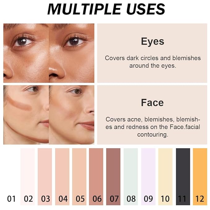 Kaely Color Correcting Concealer,Cream Pot Concealer Full Coverage,under Eye Concealer Palette for Conceals Dark Circles,Waterproof Foundation Face Makeup,06 Light Coffee-BrightBean Baby
