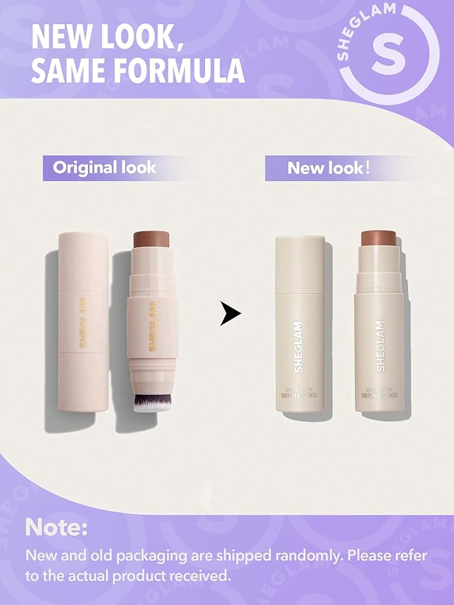 SHEGLAM Snatch 'n' Define Cream Contour Stick Long Lasting Highly Pigmented Sweat Proof Face Bronzer Makeup - Soft Tan-BrightBean Baby