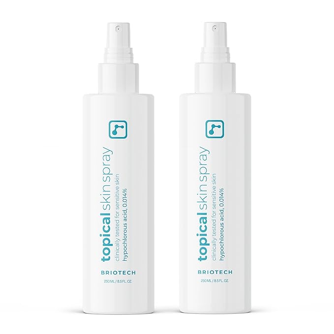 BRIOTECH Topical Skin Spray, Hypochlorous Acid Spray for Sensitive Skin, HOCl Facial Mist, Full Body Support Against Irritation, Calm Redness, Soothe Foot & Scalp, 8 oz (2 Pack)-BrightBean Baby