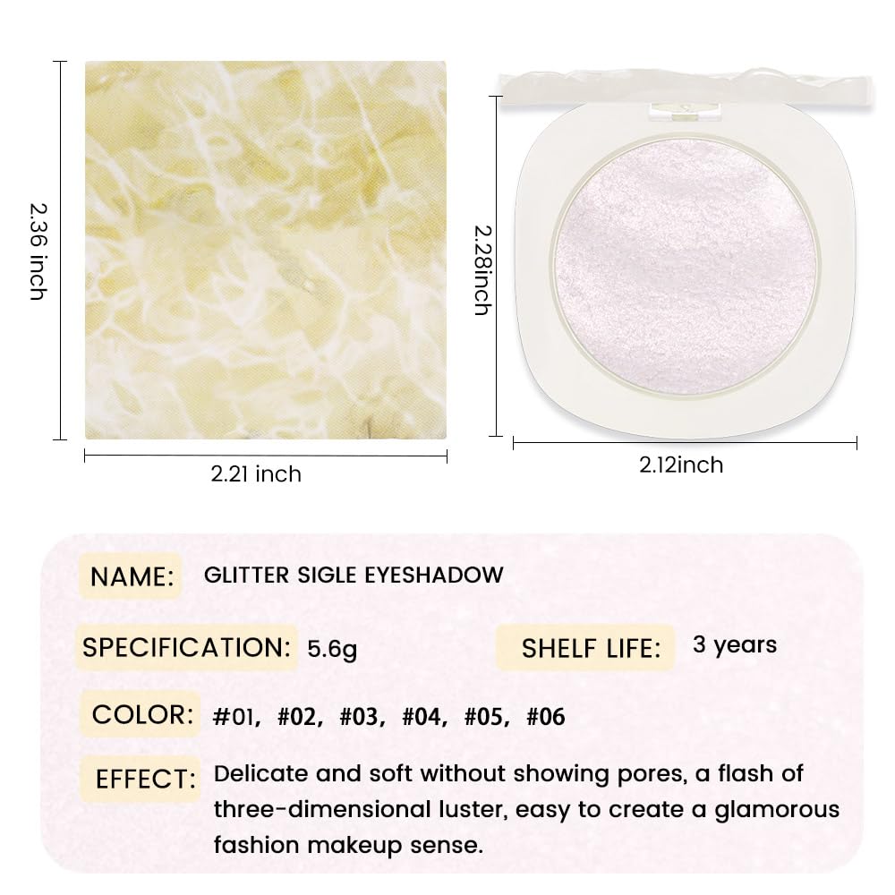 Light Pink Cream Glitter Shimmer Metallic Eyeshadow Palette Makeup, Natural Single Mini Instant Holographic Eyeshadow For Women, Sombras Crema Para Ojos, Talc, Paraben & Cruelty Free-BrightBean Baby