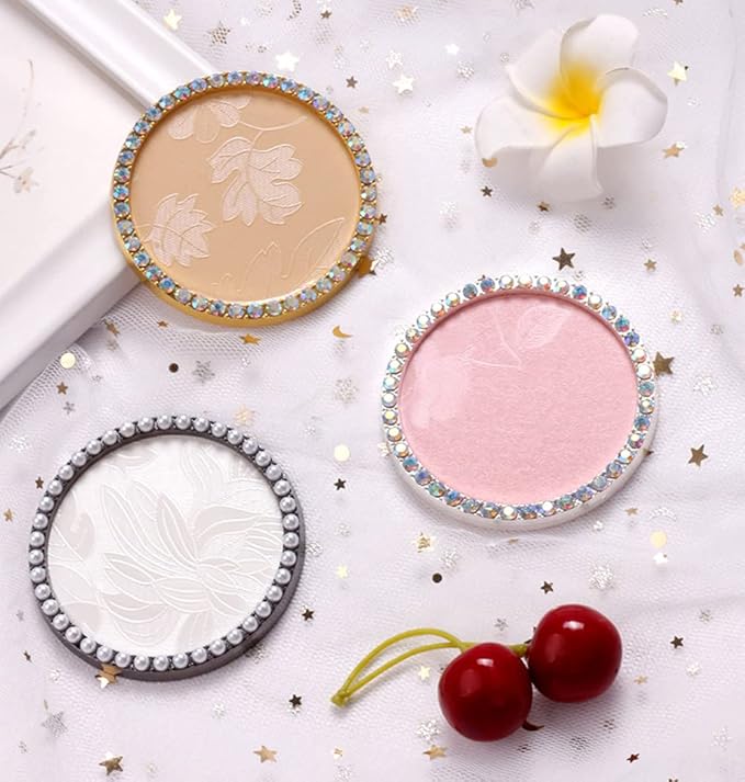 1 Pc Resin Nail Art Palette Nail Art Display Holder Round Inlay Rhinestone Makeup Palette Nail Painting Palette Gel Polish Colors Mixing Pallet (White)-BrightBean Baby