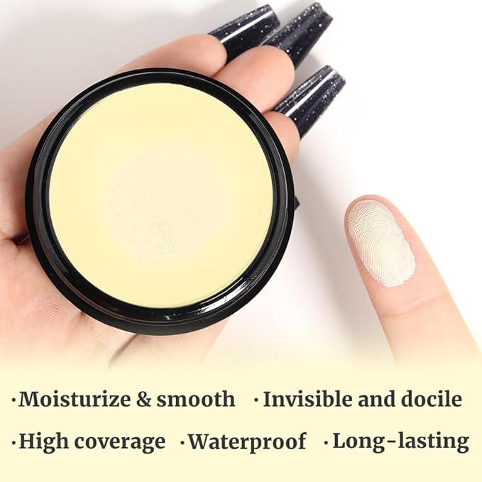 Kaely Color Correcting Concealer,Cream Pot Concealer Full Coverage,under Eye Concealer Palette for Conceals Dark Circles,Waterproof Foundation Face Makeup,10 Yellow-BrightBean Baby