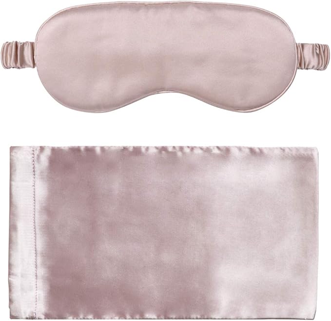 Silk Sleep Mask Light Blocking Luxury 100% Mulberry 19mm Silk Eye Mask Eye Cover Blindfold Ultra Soft Light & Comfy Anti Aging Skin Care with Travel Bag Gift Package-BrightBean Baby