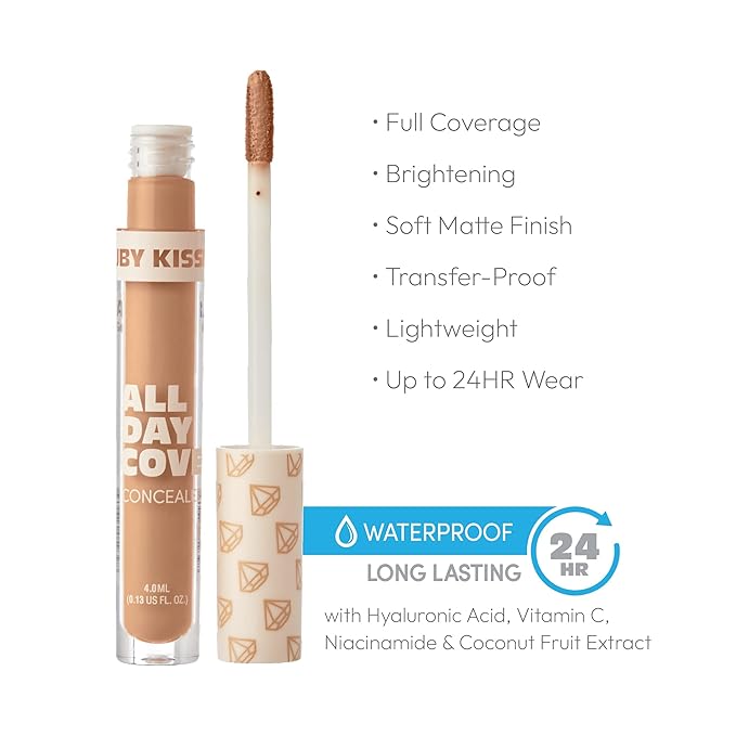 Ruby Kisses All Day Concealer Lightweight Full Coverage Multi-Use Concealer 0.13 Fl Oz (Classic Tan)-BrightBean Baby