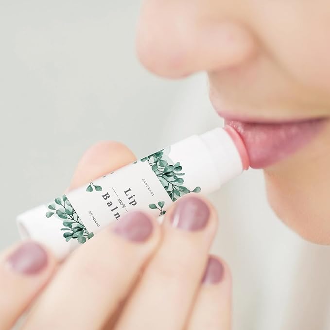 CRASPIRE 80Pcs 8 Styles Labels for Lip Balm Coated Paper Paster Tropical Plants Square Tubes Lip Balm Labels Stickers Natural Homemade Self-Adhesive Stickers Logo for Containers Cosmetics Lipsticks-BrightBean Baby