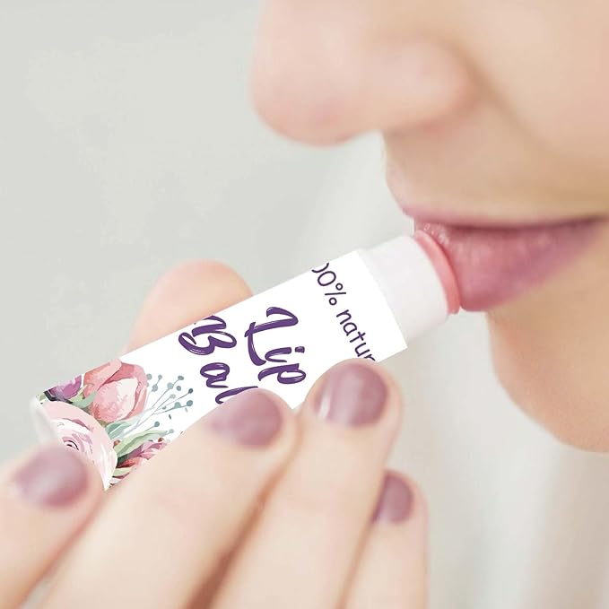 CRASPIRE 80Pcs 8 Styles Lip Balm Sticker Flower Self-Adhesive Homemade Lip Balm Labels Vintage Square DIY Plant Label Stickers for Lip Balm Containers Cosmetics Lipsticks-BrightBean Baby