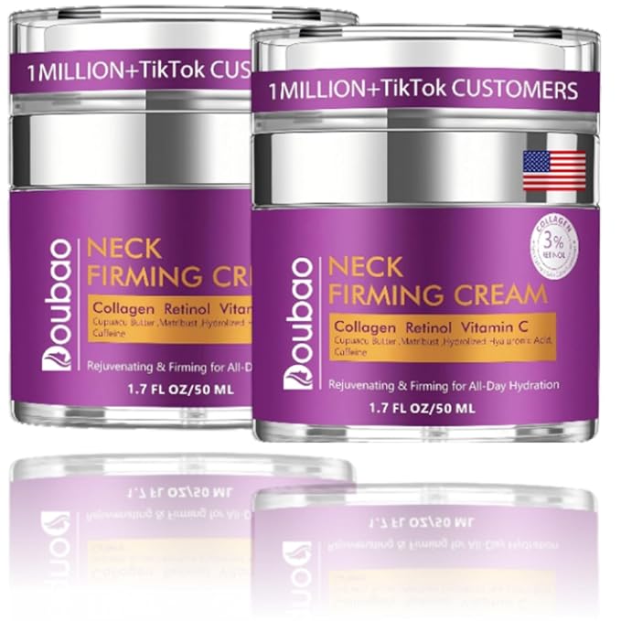 Advanced Neck Firming Cream – 3% Retinol & Hyaluronic Acid for Wrinkle Reduction, Lifting & Skin Tightening – Anti-Aging Moisturizer for Face, Neck & Décolleté – Deep Hydration, 3.4 FL(2 bottle)-BrightBean Baby