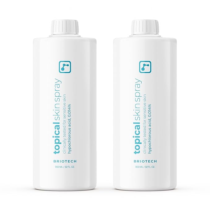 BRIOTECH Topical Skin Spray, Hypochlorous Acid for Sensitive Skin, HOCl Facial Mist, Full Body Support Against Irritation, Calm Redness, Soothe Foot & Scalp, 32 oz Refill (2 Pack)-BrightBean Baby