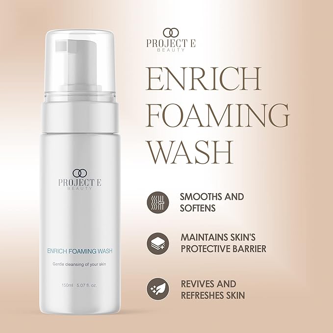 Project E Beauty Enrich Foaming Wash Gentle Cleansing | Moisturizing Daily Face Cleanser | Removes Dirt & Excess Oil | Brightens Skin | Hydrating Formulation | Clear & Smooth Skin | 150ml-BrightBean Baby
