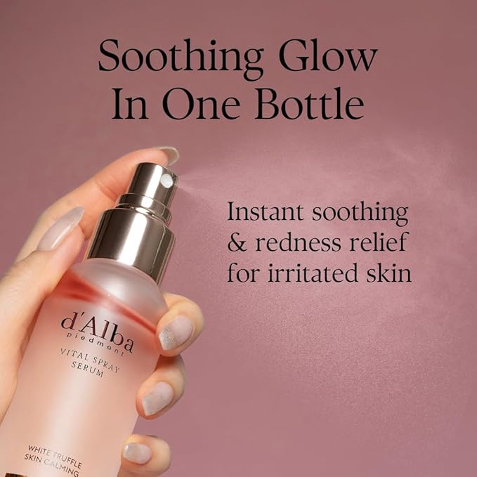 d'alba Piedmont Italian White Truffle Vital Spray Serum, Vegan Skin Care, Calming and Hydrating Facial Mist for Red and Sensitive Skin, Glow Serum, Surfactant Free, All in One, Korean Skin Care-BrightBean Baby
