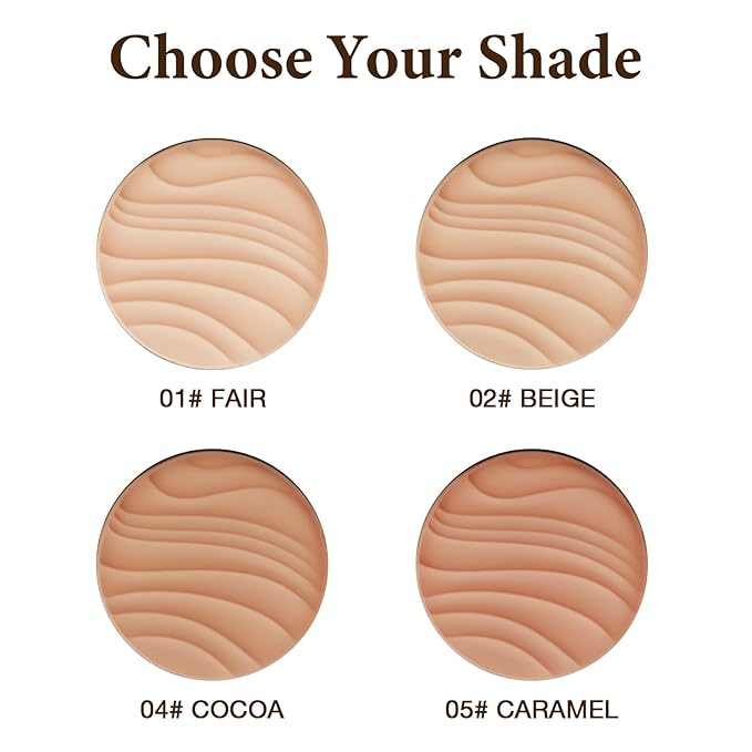 Pressed Face Powder, Flawless and Oil Control Pressed Setting Powder, Long Lasting Matte Finish 2# BEIGE 02-BrightBean Baby