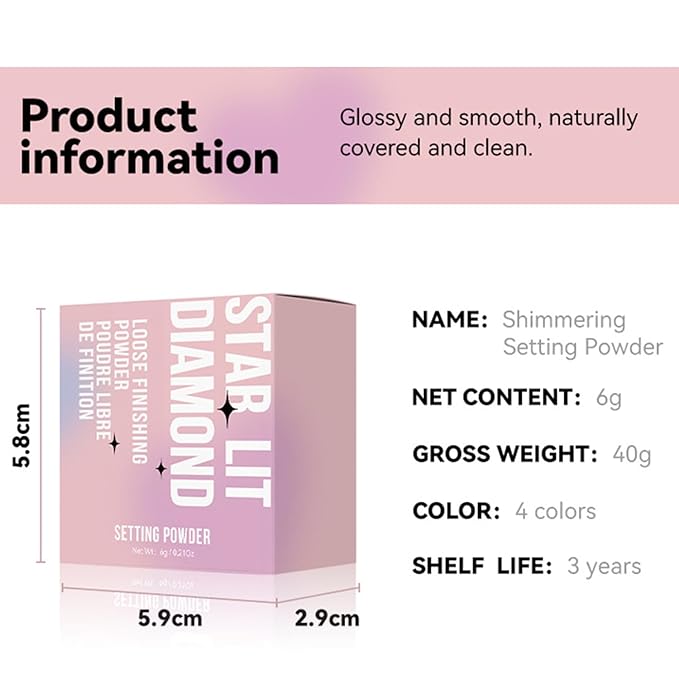 Loose Face Powder Setting Powder, Shimmer Glitter Loose Powder, Matte Finishing Powder Shine, Waterproof, Oil Control, Lightweight Face Powder Makeup for All Skin Tones (Dark Complexion Shimmer)-BrightBean Baby