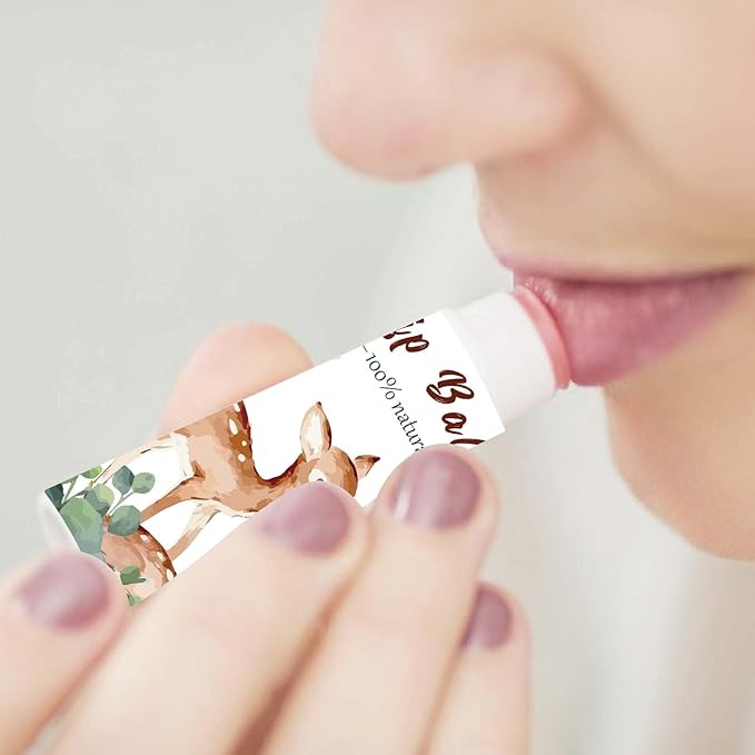 CRASPIRE 80Pcs 8 Styles Lip Balm Sticker Animals Self-Adhesive Cartoon Monkey Lion Homemade Lip Balm Containers Labels Vintage Square DIY Label Paper Sticker for Woman Cosmetics Lipsticks Decor-BrightBean Baby