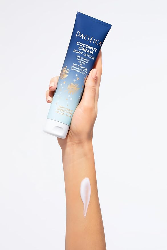 Pacifica Coconut Cream Body Lotion – Moisturizing Coconut & Vanilla Body Cream w/Aloe, Vitamin E & Chamomile for Soft Skin, Soothing Hydration for Dry Skin Lightweight Non-Greasy Vegan & Cruelty-Free-BrightBean Baby